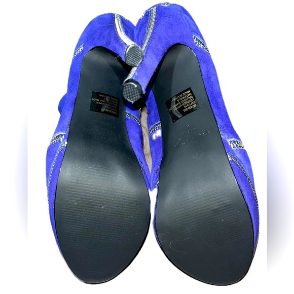 Colin Stuart Size 9B Booties Zipper Violet Blue Platform Stiletto Boots Cocktail - Picture 8 of 14